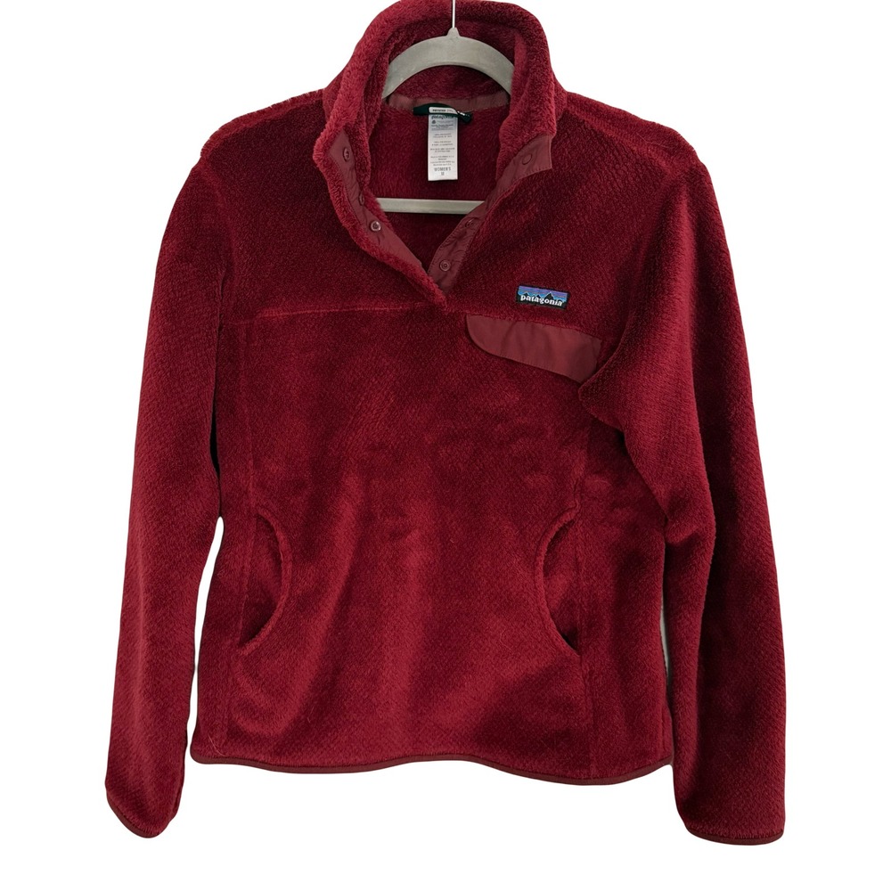 Patagonia Re-Tool Snap-T‎ Fleece Pullover Burgundy Red Medium Cozy Hiking Layer